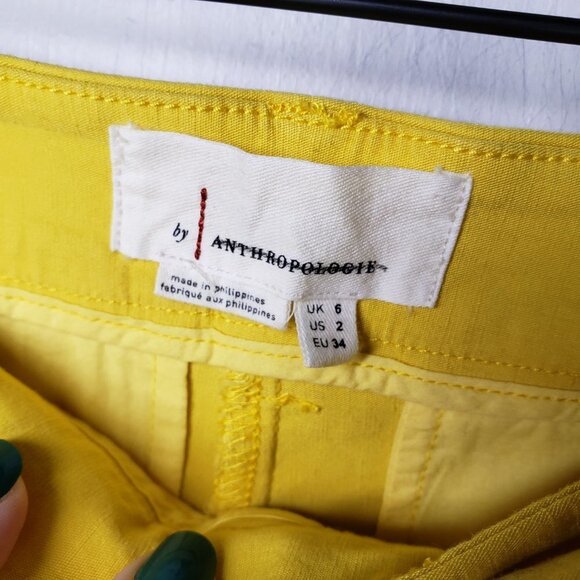 by‎ Anthropologie Pleated Tapered Trousers 2 Yellow Pants - Picture 5 of 11